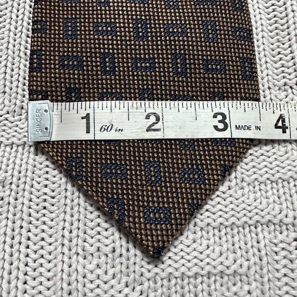 Ermenegildo Zegna gold bronze geometric print textured silk tie - Picture 6 of 6